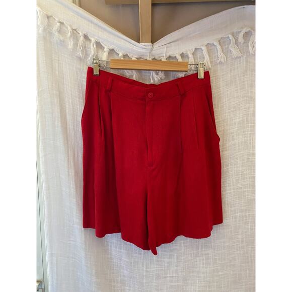 Vintage Red Linen Shorts by Alanni by Donnybrook, Women's size 12, fits S-M - Picture 1 of 9